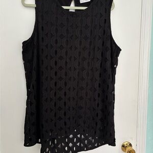 Black Sleeveless Lace Top Susan Graver 1X